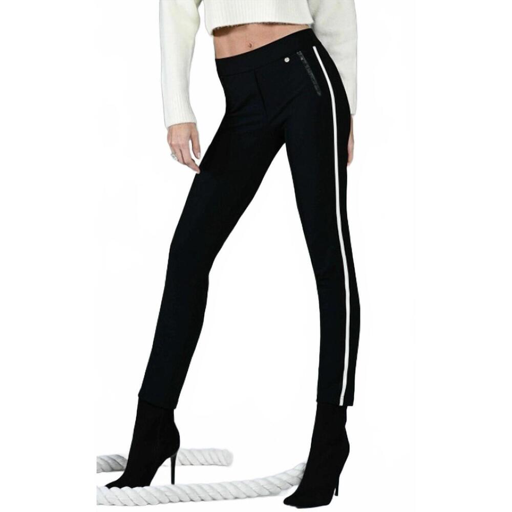 NEW ROBELL rita side stripe trouser pant in black